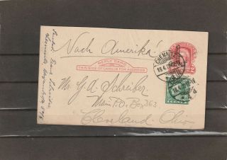 Usa Reply Card Sent Back From Chemnitz Germany To Cleveland 1922