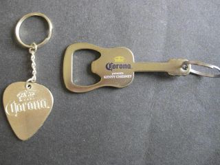 Corona Kenny Chesney Guitar Shaped Bottle Opener/key Chain & Corona Guitar Pick
