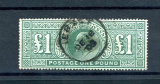 1902 Edward Vii £1 Value (sg 266) Light Crease (d500)