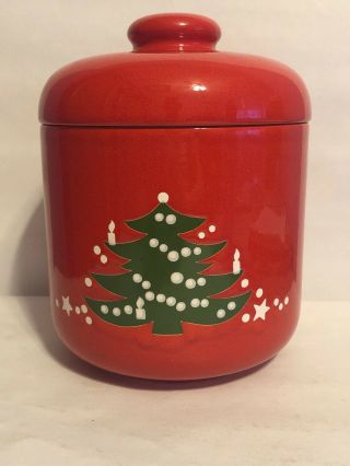 Waechtersbach West Germany Christmas Tree Cookie Jar W/ Lid 9 1/2 Inches Tall