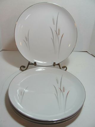 Fine China Japan Max Schonfeld Platinum Wheat Set Of 4 Dinner Plates