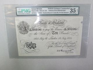 Pmg Great Britain Wwii German Counterfeit Ten Pound Note " Operation Bernhard "