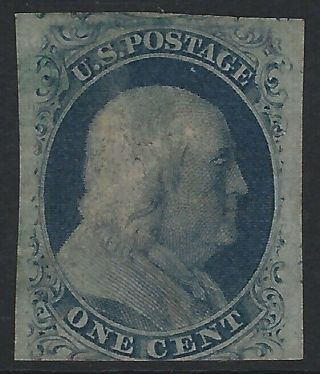 Us Stamps - Sc 9 - 1c Franklin Imperf - - Very Light Cancel (r - 074)