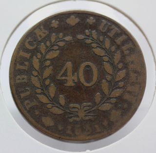 Portuguese Bronze Coin King D.  Miguel I Of Portugal 40 Reis Pataco 1831