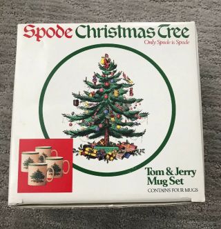 Spode England Christmas Tree Tom & Jerry Mug Set Of 4 Box