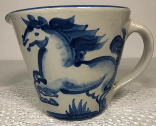 M.  A Hadley Studio Art Pottery Horse Unicorn Pitcher “whoa” Kentucky Pottery