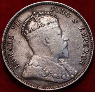 1902 Straits Settlements 20 Cents Silver Foreign Coin