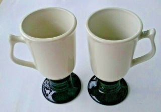 Set Of 2 Hall Irish Coffee Mugs Vintage Usa Pedestal Cups White Black Base 1272