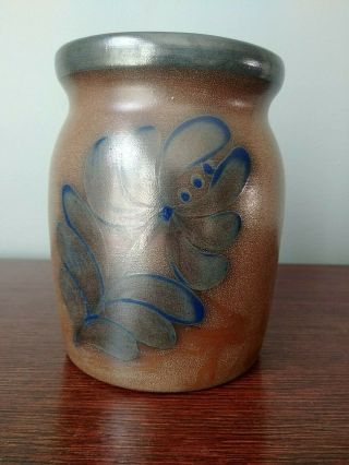 Beaumont Brothers Pottery Bbp Crock Vase Salt Glaze Cobalt Blue Design 1996 Euc