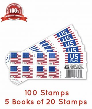 Usps Forever Stamps,  100 Stamps Of First Class Mail Postage 5 Sheets Of 20
