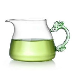 Chinese Handmade Glass Tea Pitcher Cha Hai Tea Cup 450ml Coloured Glaze Handle