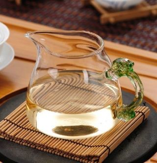 Chinese handmade Glass Tea Pitcher Cha hai tea cup 450ml Coloured Glaze Handle 2