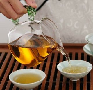 Chinese handmade Glass Tea Pitcher Cha hai tea cup 450ml Coloured Glaze Handle 3