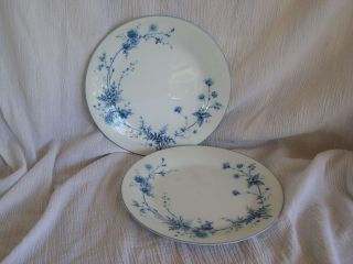 Noritake Stardust 2603 Blue Flowers 3 Salad Dessert Plate Dish Set Cottage Chic