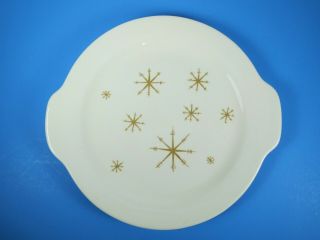 Royal China Star Glow Serving Cake Plate Serving Platter Atomic Gold Vtg Usa Mcm