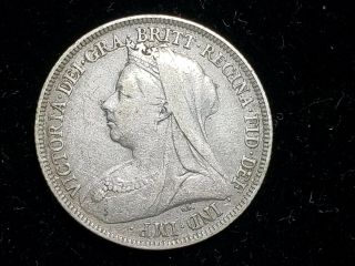 1894 Great Britain UK Queen Victoria Silver Shilling Coin DT814C 2