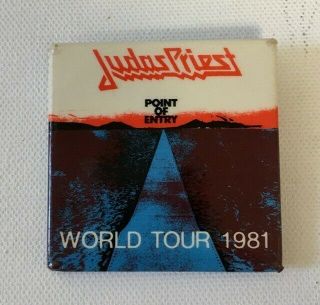 Vintage Judas Priest Point Of Entry World Tour 1981 Square Pin