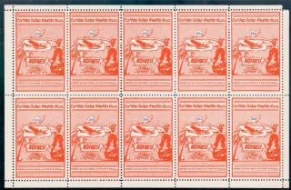 10212 - Puerto Rico,  1938 Private Airmail Post 25c.  Sheetlet Of 10,  Mnh,  Very Fine