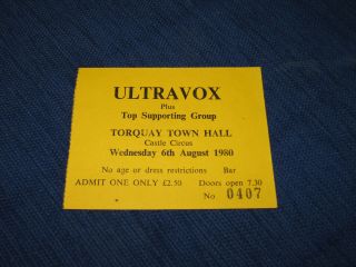 Ultravox - 1980 Torquay Gig Ticket Stub