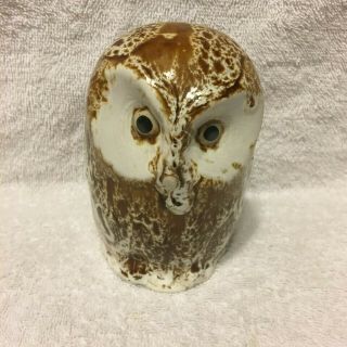 Vintage Pigeon Forge Pottery Tan Speckled Owl W/ Makers Signature Gorgeous Piece
