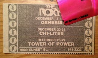 Genesis W/ Peter Gabriel First West Coast Gig Roxy Nightclub 1973 Ad Clipping