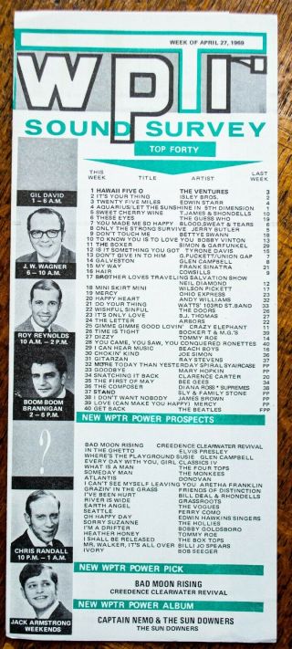 Wptr York Survey Radio Music Chart April 27 1969 Ventures Isley Bros Edwin S