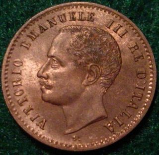 Hi Grade Red Unc 1903 2 Centesimi Kingdom Of Italy Detailed Coin