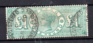 Gb Qv 1891 £1 Green Fine Registered Sg212 Ws15731