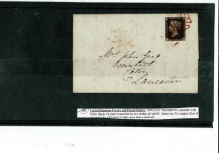 K135 Gb Qv 1840 1d Penny Black On Entire Plate 9 Red Mx 3,  Margins Gc Ih