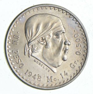 Silver - World Coin - 1948 Mexico 1 Peso - World Silver Coin 722