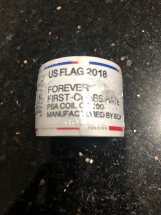 100 (1 Roll/coil) Usps Forever Stamps 2018 Us Flag First Class Postage