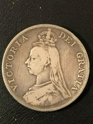 1887 Great Britain Silver Double Florin Coin Queen Victoria 4 Shillings British