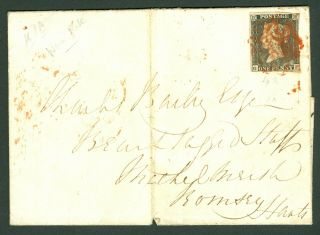 Sg 3 1d Grey - Black Plate 1a Lettered G.  F.  Fine On Cover With Red Maltese.