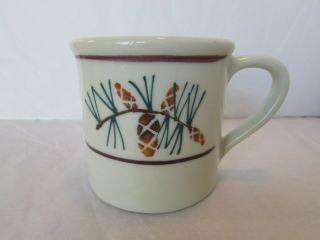 Vintage 1982 Hartstone Pottery Mug Hand Painted Pine Cone Branch Coffee Tea Mug