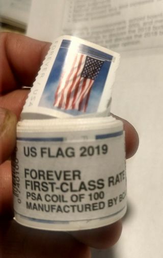One Roll Of 100 2019 Us Flag Usps Forever Postage Stamps Mfg By Bca.  First Class