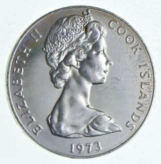 Silver - World Coin - 1973 Cook Islands 2 Dollars - World Silver Coin 951