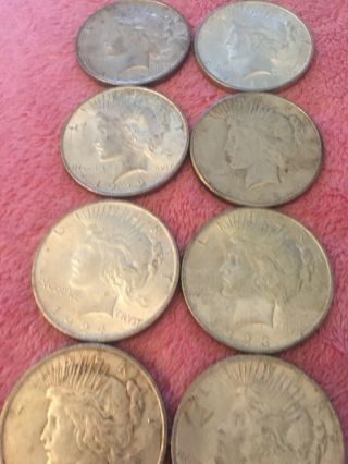 8 1922 1923 1924 Silver Liberty Peace One Dollar Coin
