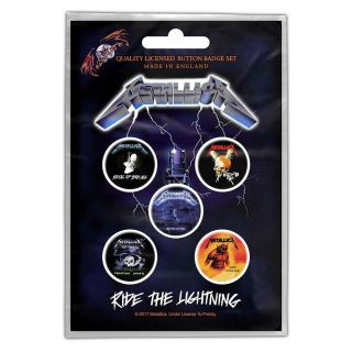 Official Licensed Merch 5 - Badge Pack Metal Pin Metallica Ride The Lightning