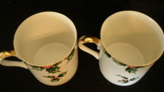 VINTAGE HTF 2 LEFTON CHINA CHRISTMAS TEA COFFEE CUPS MUGS NE2041 HAND PAINTED 3