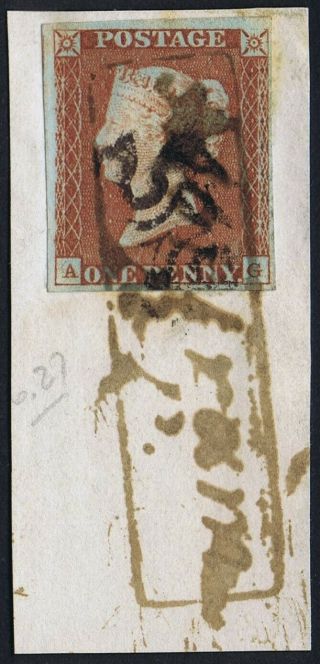 1841 1d Red Pl 15 Ag 4m Fine Mottram Penny Post On Piece Cat.  £550.  00