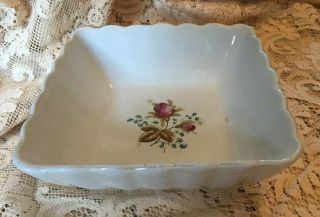 Antique Alfred Meakin England Royal Ironstone China Square Fluted Bowl Roses