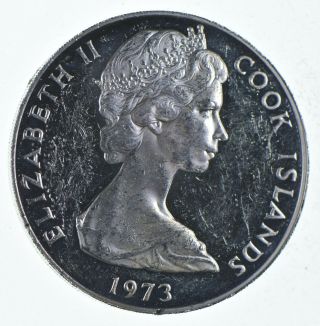 Silver - World Coin - 1973 Cook Islands 2 Dollars - World Silver Coin 618