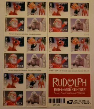 2014 Usps Forever Stamps 2 Books Of 20 Rudolph The Red Nosed Reindeer Christmas