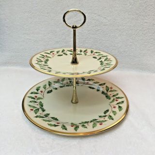 Lenox Holiday Terrace Server 2 Tier Plate - Made In Usa