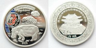 L3134,  Korea " Hippo " Commemorative Coin 20 Won,  2010