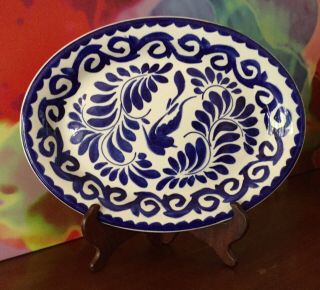 Anfora // Pueblo Blue 12 1/2 " Platter // Hand Crafted Painted // Made In Mexico