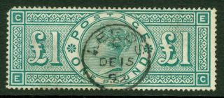 Sg 212 £1 Green.  Very Fine With An Upright Leeds Cds,  Dec 15th 1892.