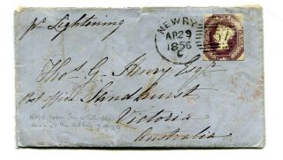 1856 Gb 6d Embossed Lilac Cvr.  Newry,  Ireland To Australia.  Per Ship " Lightning "