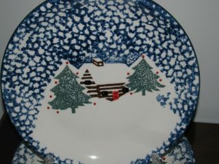 FOLK CRAFT BY TIENSHAN Cabin in the Snow 4 Dinner,  4 Salad/Dessert Plates 2