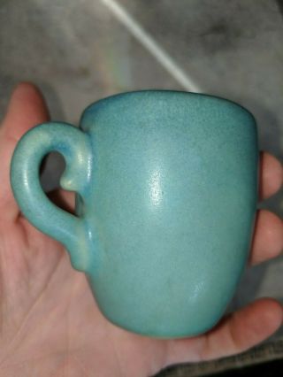 Van Briggle Arts & Crafts Pottery Espresso Demitasse 2 1/2 " Cup Mug Blue Green